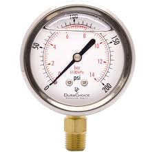 STERIS P117909-802 Pressure Gauge 1/4" 0-200 PSI Liquid Filled Bottom Mounted 2-1/2" - 10734