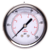 WASHER SOLUTIONS WS11890 Pressure Gauge 1/4" Back Mount 0-100 - 11890
