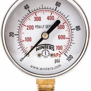 STERIS P117959-340 Water Pressure Gauge 1/4" 0-100 PSI Bottom Mounted - 8408